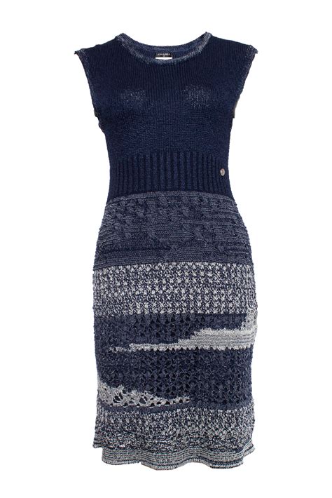 chanel sleeveless chevron crochet dress with ribbons